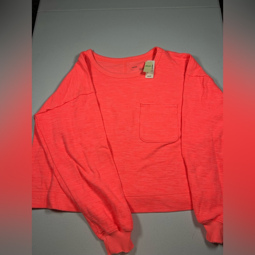 Aerie Bright Coral Ribbed Top